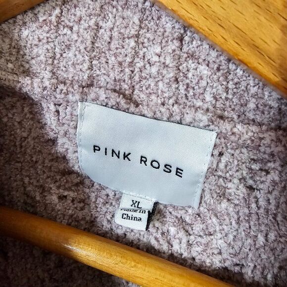 NEW PINK ROSE CABLE KNIT CHENILLE MOCK NECK SWEATER SIZE XL - Picture 12 of 16